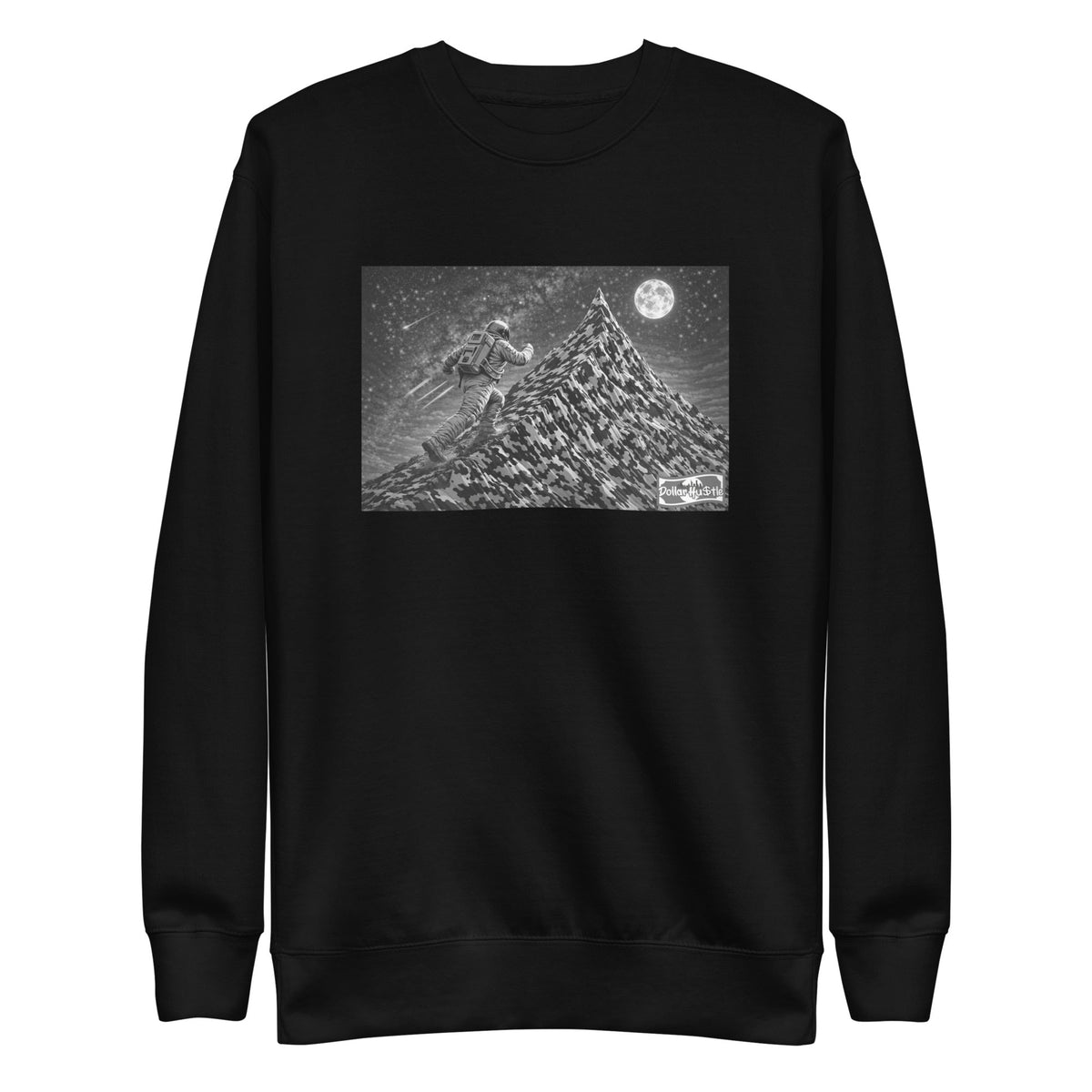 Dollar Hustle Astronaut on Mountain sweatshirt
