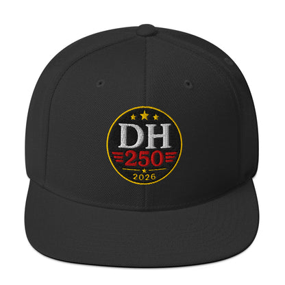 DH 250 design embroidered on black classic snapback