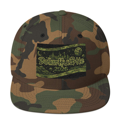 2026 Space design embroidered on green camo snapback