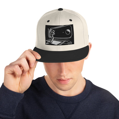 Space Golf snapback hat, black, with embroidered astronaut golfer