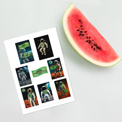 Astronaut and Dollar Hustle logo kiss-cut sticker sheet