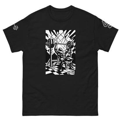 Bench press design on black classic t-shirt