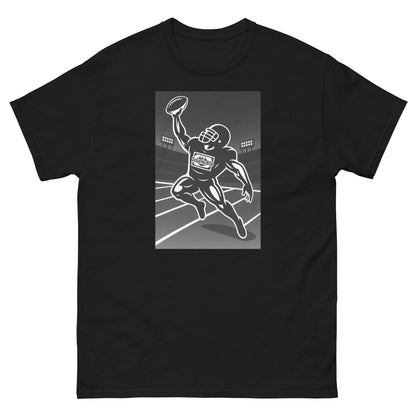 Football catch design on black classic t-shirt