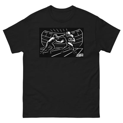 Football stiff arm design on black classic t-shirt