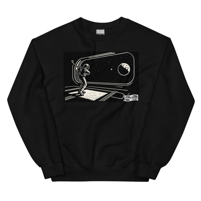 Space Golf design on black crewneck sweatshirt