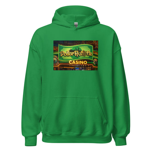 Casino #2 design on Irish green heavy blend hoodie
