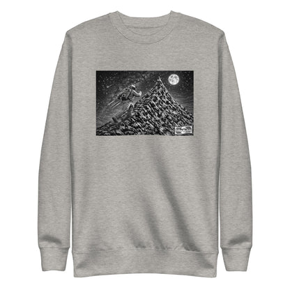 Astronaut on Mountain design on carbon grey premium sweatshirt