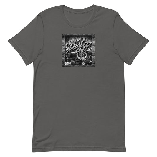 Dialed In design on asphalt staple t-shirt